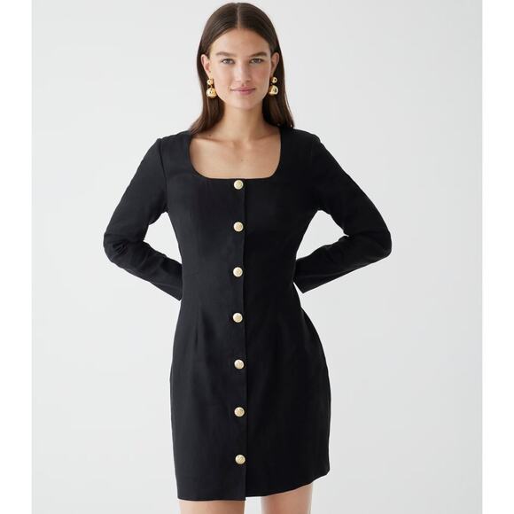 J. CREW Long Sleeve Button Front Mini Dress Size 6 - Picture 1 of 8